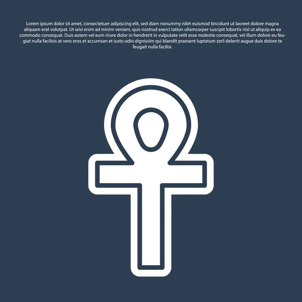 Línea azul Icono de Cross ankh aislado sobre fondo azul. Ilustración vectorial — Vector de stock