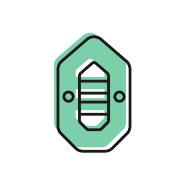 Rafting teknesi simgesi beyaz arka planda izole edildi. Şişme bot. Su sporları, ekstrem sporlar, tatil, tatil. Vektör İllüstrasyonu