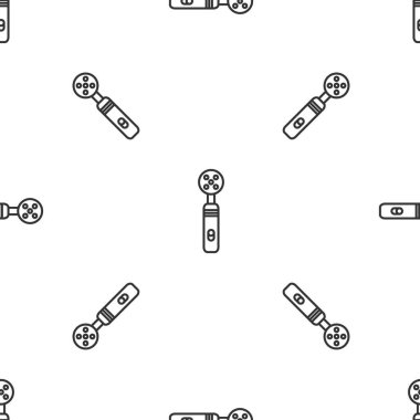 Gri çizgi elektrikli diş fırçası ikonu beyaz arka planda izole edilmiş pürüzsüz desen. Tıbbi alet. Vektör İllüstrasyonu