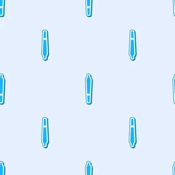 Blauwe lijn marihuana joint, spliff icon geïsoleerd naadloos patroon op grijze achtergrond. Sigaret met drugs, marihuana sigaret gerold. Vector Illustratie — Stockvector