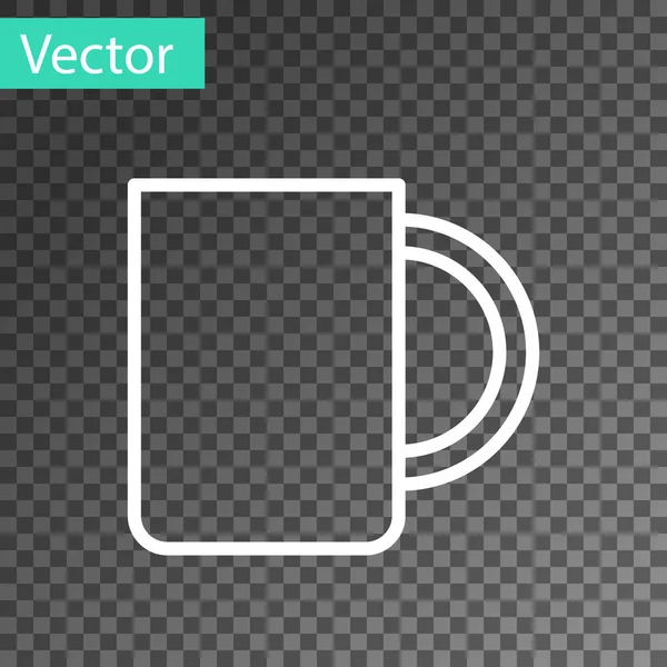 Ligne blanche Icône tasse de café isolé sur fond transparent. Une tasse de thé. Café chaud. Illustration vectorielle — Image vectorielle