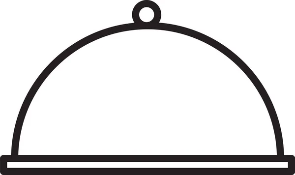 Zwarte lijn Bedekt met een dienblad van voedsel pictogram geïsoleerd op witte achtergrond. Dienblad en deksel. Restaurant cloche met deksel. Keukengerei symbool. Vector Illustratie — Stockvector