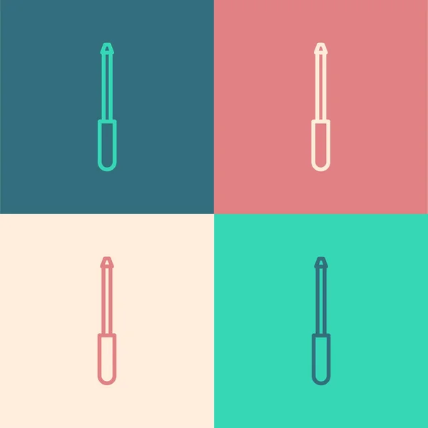 Pop linii sztuki Nóż temperówka ikona izolowane na tle koloru. Ilustracja wektora — Wektor stockowy