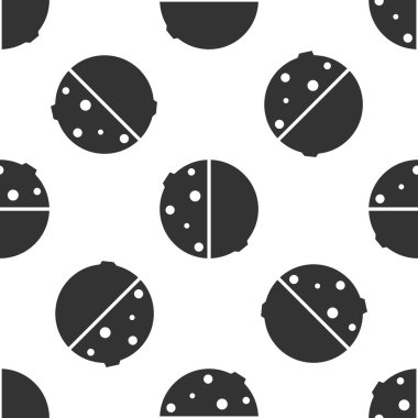 Güneş ikonunun gri tutulması beyaz arkaplandaki kusursuz deseni izole etti. Tam sonar tutulması. Vektör İllüstrasyonu