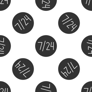 Gri saat 24 saat simgesi beyaz arka planda izole Dikişsiz desen. Tüm gün döngüsel simge. 24 saat servis sembolü. Vektör Illustration