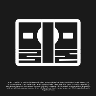 Black Stacks kağıt para ikonu siyah arka planda izole. Para desteleri. Para birimi. Vektör İllüstrasyonu