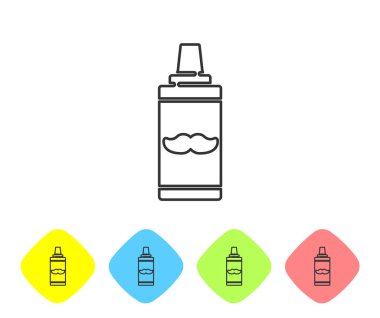 Gri çizgili tıraş köpüğü simgesi beyaz arkaplanda izole edilmiş. Tıraş köpüğü. Renkli eşkenar dörtgen düğmelerine simgeleri yerleştir. Vektör İllüstrasyonu