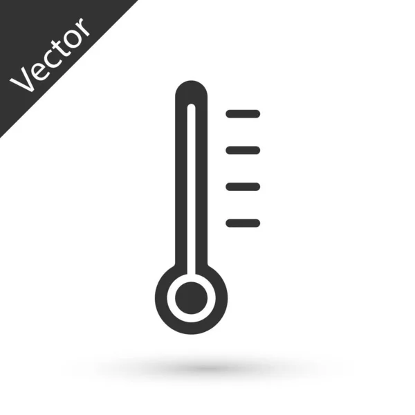 Szary Termometr Meteorologiczny Mierzący Ikonę Izolowaną Białym Tle Urządzenia Termometryczne — Wektor stockowy