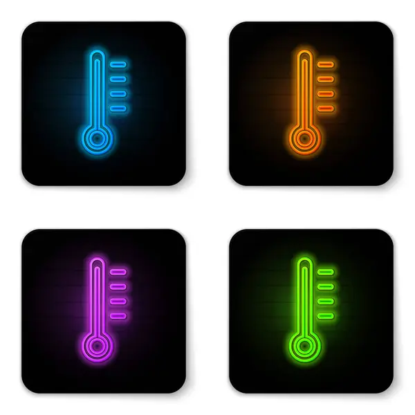 Glowing Neon Meteorology Thermometer Measuring Icon Isolated White Background Thermometer — Stock Vector