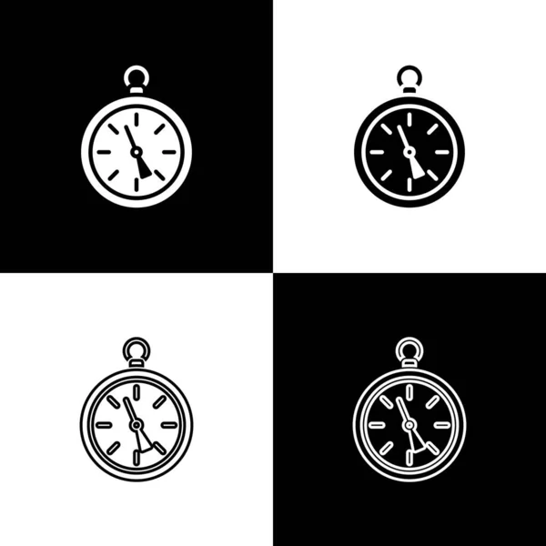 Définir Icône Compass Isolée Sur Fond Noir Blanc Windrose Symbole — Image vectorielle