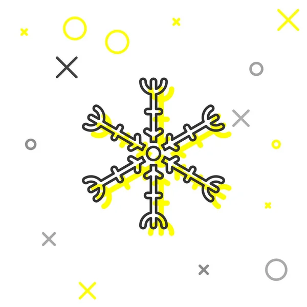 Grijze Lijn Sneeuwvlok Pictogram Geïsoleerd Witte Achtergrond Vector Illustratie — Stockvector