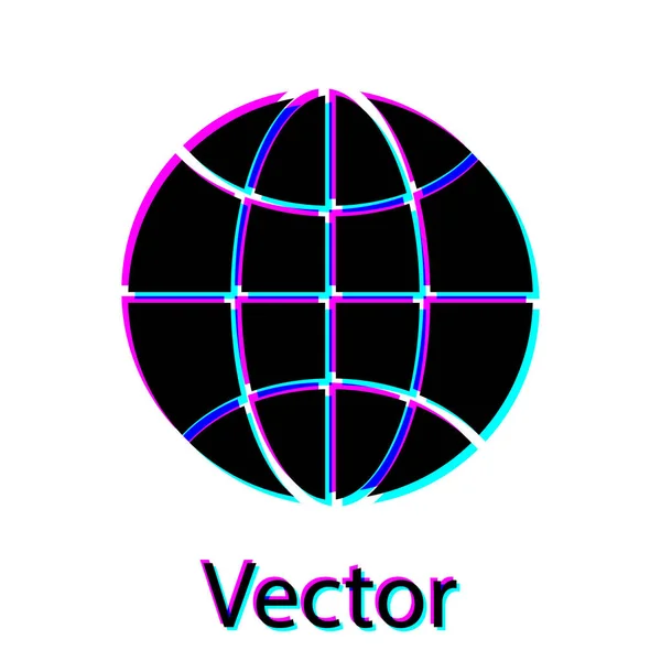 Schwarzes Weltweites Symbol Isoliert Auf Weißem Hintergrund Stift Auf Globus — Stockvektor