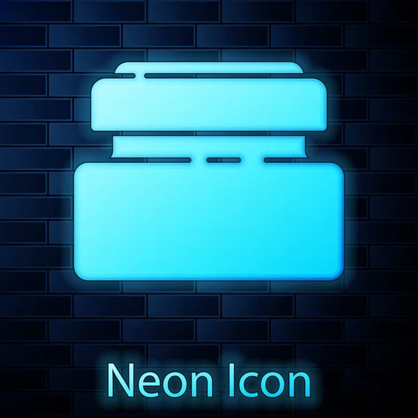 Zářící Neonový Krém Nebo Krém Kosmetické Trubice Ikona Izolované Cihlové — Stockový vektor