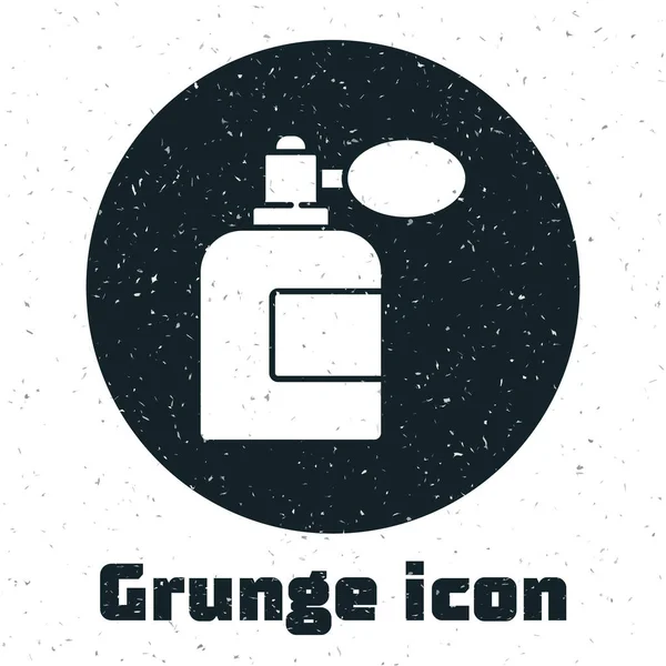 Garrafa Grunge Aftershave Com Ícone Atomizador Isolado Fundo Branco Ícone — Vetor de Stock