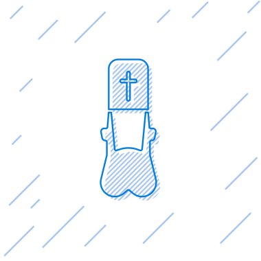 Mavi çizgi rahip simgesi beyaz arkaplanda izole edildi. Vektör İllüstrasyonu