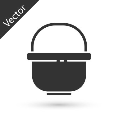 Gri Kamp çömleği simgesi beyaz arka planda izole edildi. Haşlama ya da güveç besin sembolü. Vektör İllüstrasyonu