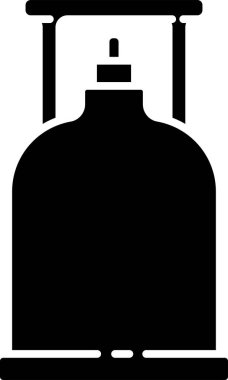 Siyah Kamp gaz sobası ikonu beyaz arka planda izole edilmiş. Taşınabilir gaz ocağı. Yürüyüş, kamp malzemeleri. Vektör İllüstrasyonu