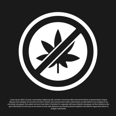 Black Stop marihuana ya da kenevir yaprağı ikonu siyah arka planda izole edilmiş. Marihuana içmek yok. Kenevir sembolü. Vektör İllüstrasyonu