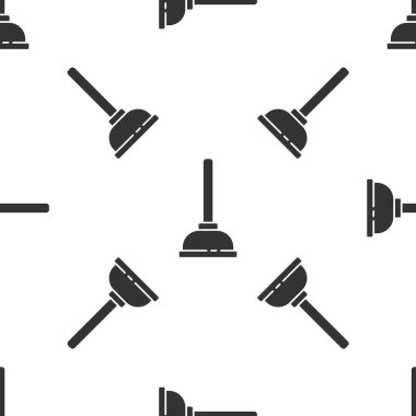 Boru temizleme ikonu için ahşap saplı gri kauçuk pompa beyaz arka planda izole edilmiş pürüzsüz desen. Tuvalet pompası. Vektör İllüstrasyonu