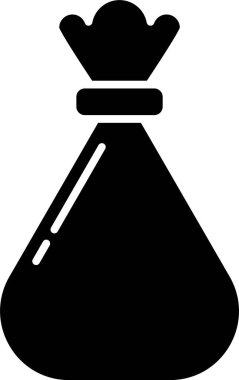 Beyaz arkaplanda siyah çöp torbası simgesi izole edildi. Vektör İllüstrasyonu