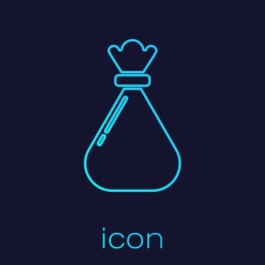 Turkuaz hat çöp poşeti simgesi mavi arkaplanda izole edildi. Vektör İllüstrasyonu