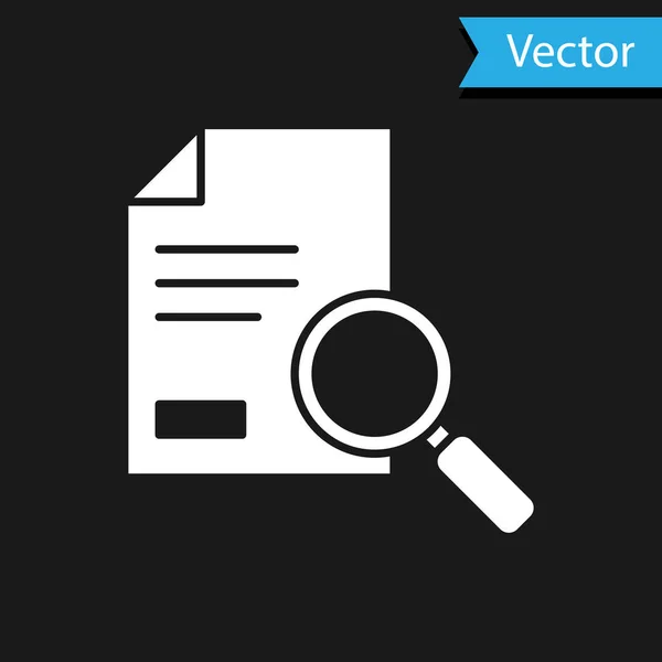 Documento Branco Com Ícone Pesquisa Isolado Fundo Preto Arquivo Ícone — Vetor de Stock