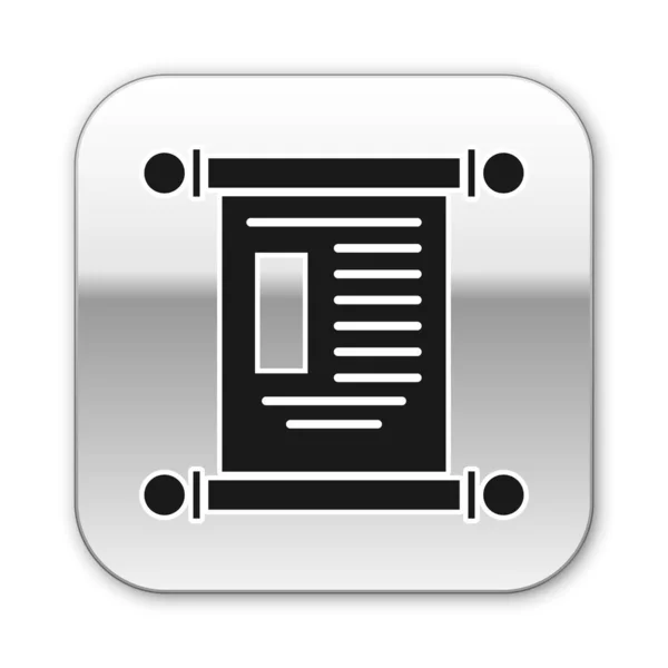 Svart Dekret Papper Pergament Scroll Ikon Ikon Isolerad Vit Bakgrund — Stock vektor