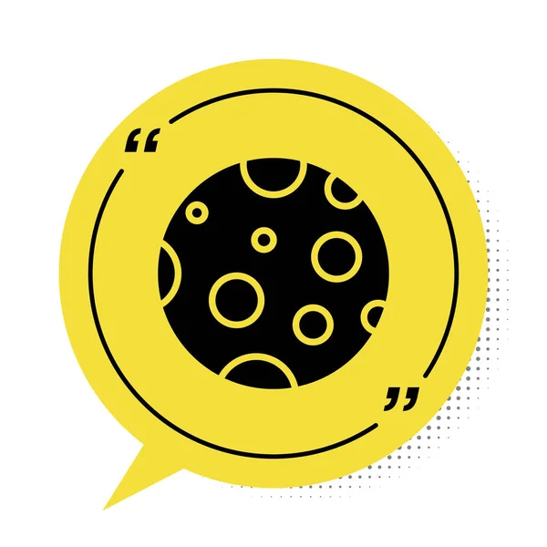 Ikona Czarnego Księżyca Białym Tle Żółty Symbol Bańki Mowy Ilustracja — Wektor stockowy