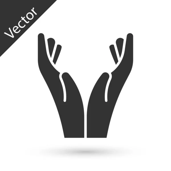 Šedé Ruce Modlící Pozici Ikona Izolované Bílém Pozadí Modlitba Bohu — Stockový vektor