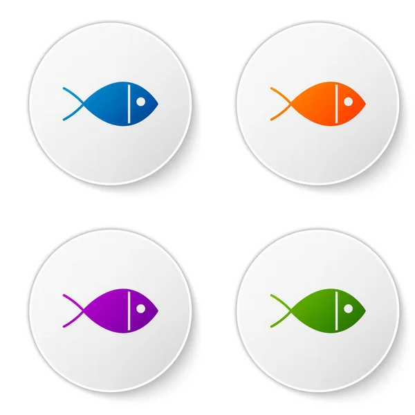 Color Christian Fish Symbol Icon Isolated White Background Jesus Fish — Stock Vector