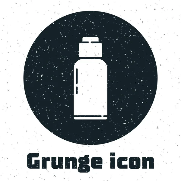 在白色背景上隔离的Grunge餐厅水瓶图标 游客瓶图标 水瓶在战役中的使用 单色复古绘画 病媒图解 — 图库矢量图片