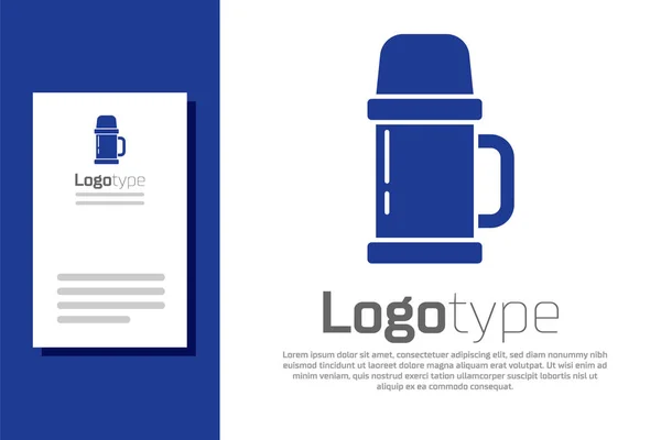 Icono Del Contenedor Blue Thermos Aislado Sobre Fondo Blanco Icono — Vector de stock