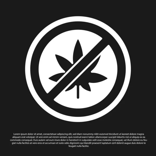 Černá Stop Marihuana Nebo Konopné Listy Ikona Izolované Černém Pozadí — Stockový vektor