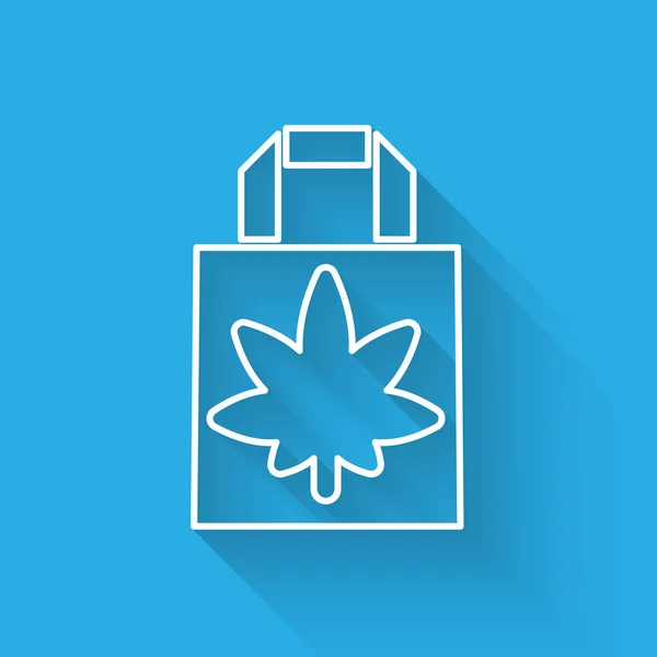 Ligne Blanche Sac Papier Shopping Marijuana Médicale Icône Feuille Cannabis — Image vectorielle