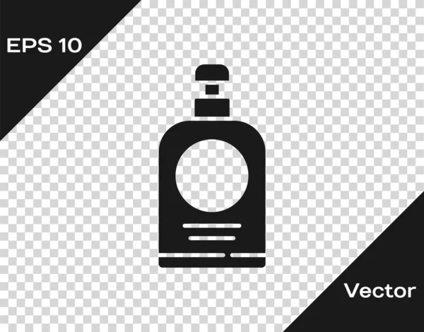 Icono Botella Desinfectante Mano Negra Aislado Sobre Fondo Transparente Concepto — Vector de stock