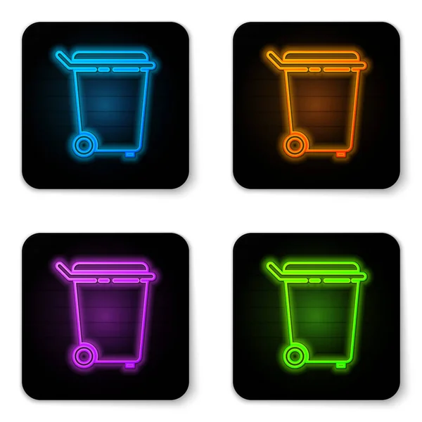 Bersinar Neon Sampah Dapat Ikon Terisolasi Pada Latar Belakang Putih - Stok Vektor
