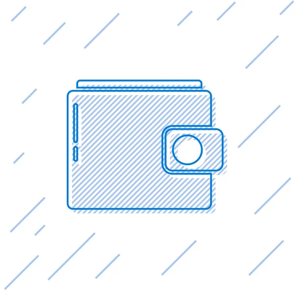 Blauwe Lijn Wallet Pictogram Geïsoleerd Witte Achtergrond Een Portemonnee Icoon — Stockvector