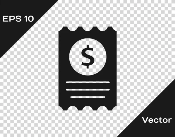 Schwarzer Papierscheck Und Finanzscheck Symbol Isoliert Auf Transparentem Hintergrund Papierscheck — Stockvektor