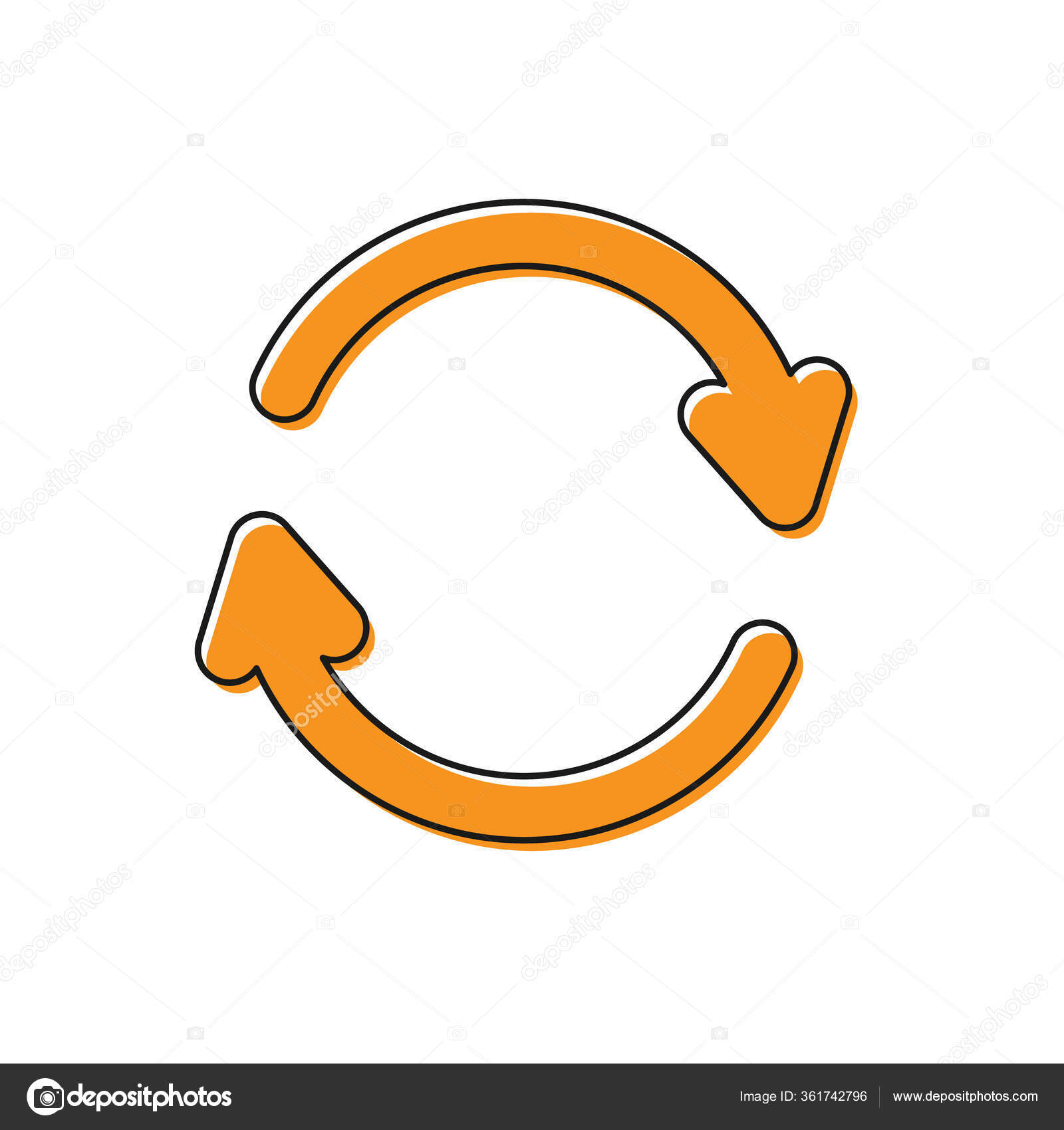 オレンジ色のリフレッシュアイコンは 白い背景に分離されています シンボルをリロードします 円記号の回転矢印 ベクトルイラストレーション ストックベクター C Vectorvalera Gmail Com