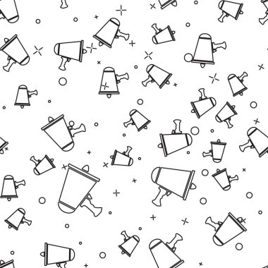 Black line Spread the word, megaphone icon isolated seamless pattern on white background. Vector Illustration