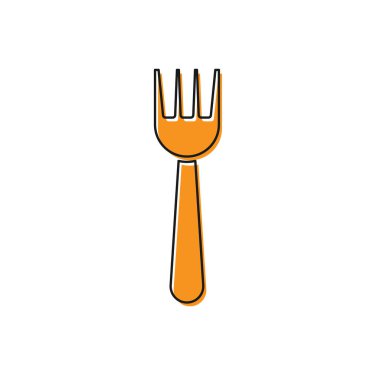 Orange Disposable plastic fork icon isolated on white background. Vector Illustration
