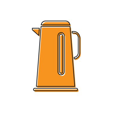 Turuncu Kettle beyaz arka plan üzerinde izole tutamak simgesi ile. Çaydanlık simgesi. Vektör İllüstrasyonu