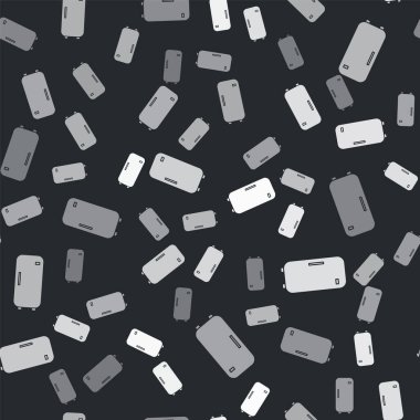 Grey Refrigerator icon isolated seamless pattern on black background. Fridge freezer refrigerator. Household tech and appliances. Vector Illustration