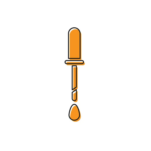 Orange Pipette Icoon Geïsoleerd Witte Achtergrond Element Van Medische Apparatuur — Stockvector