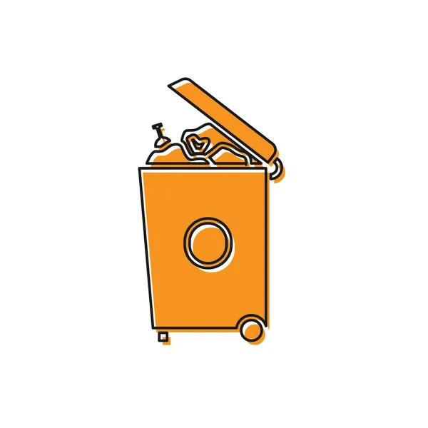 Оранжевый Мусорный Бак Значок Изолирован Белом Фоне Знак Мусорного Бака — стоковый вектор