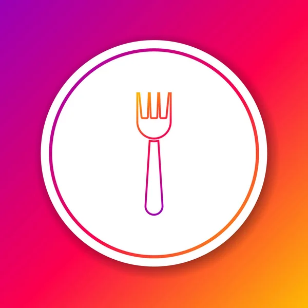 Color Line Disposable Plastic Fork Icon Isolated Color Background Circle — 스톡 벡터