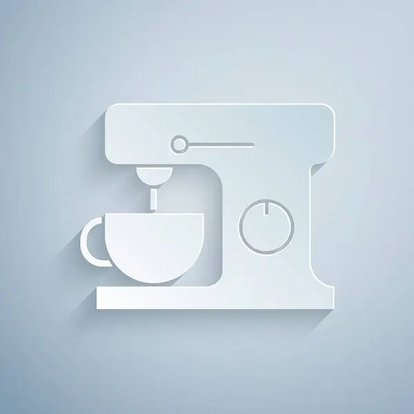 Papierschnitt Elektromixer Symbol Isoliert Auf Grauem Hintergrund Küchenmixer Papierkunst Vektorillustration — Stockvektor