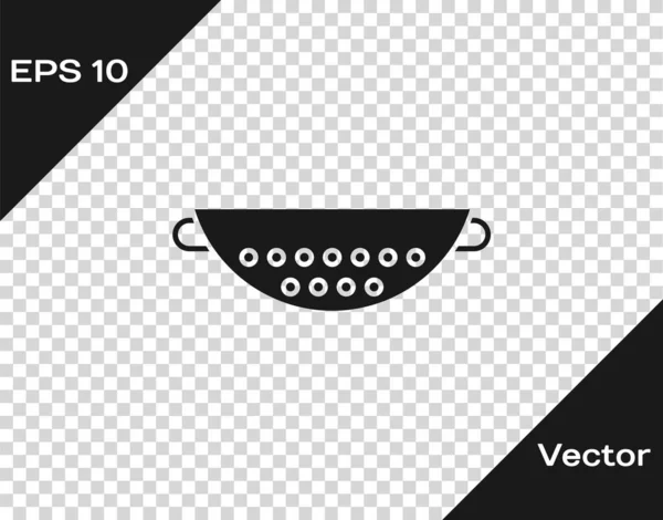 Black Icône Passoire Cuisine Isolé Sur Fond Transparent Ustensiles Cuisine — Image vectorielle