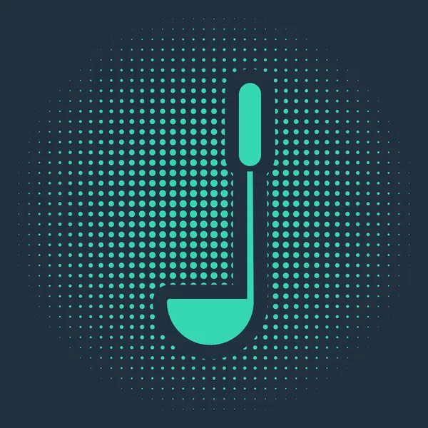 Icono Cucharón Cocina Verde Aislado Sobre Fondo Azul Utensil Cocina — Vector de stock