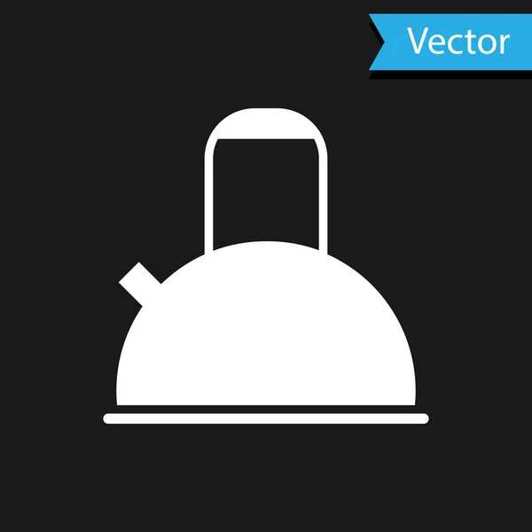 Белый Киль Иконкой Ручки Выделенной Черном Фоне Значок Чайника Векторная — стоковый вектор